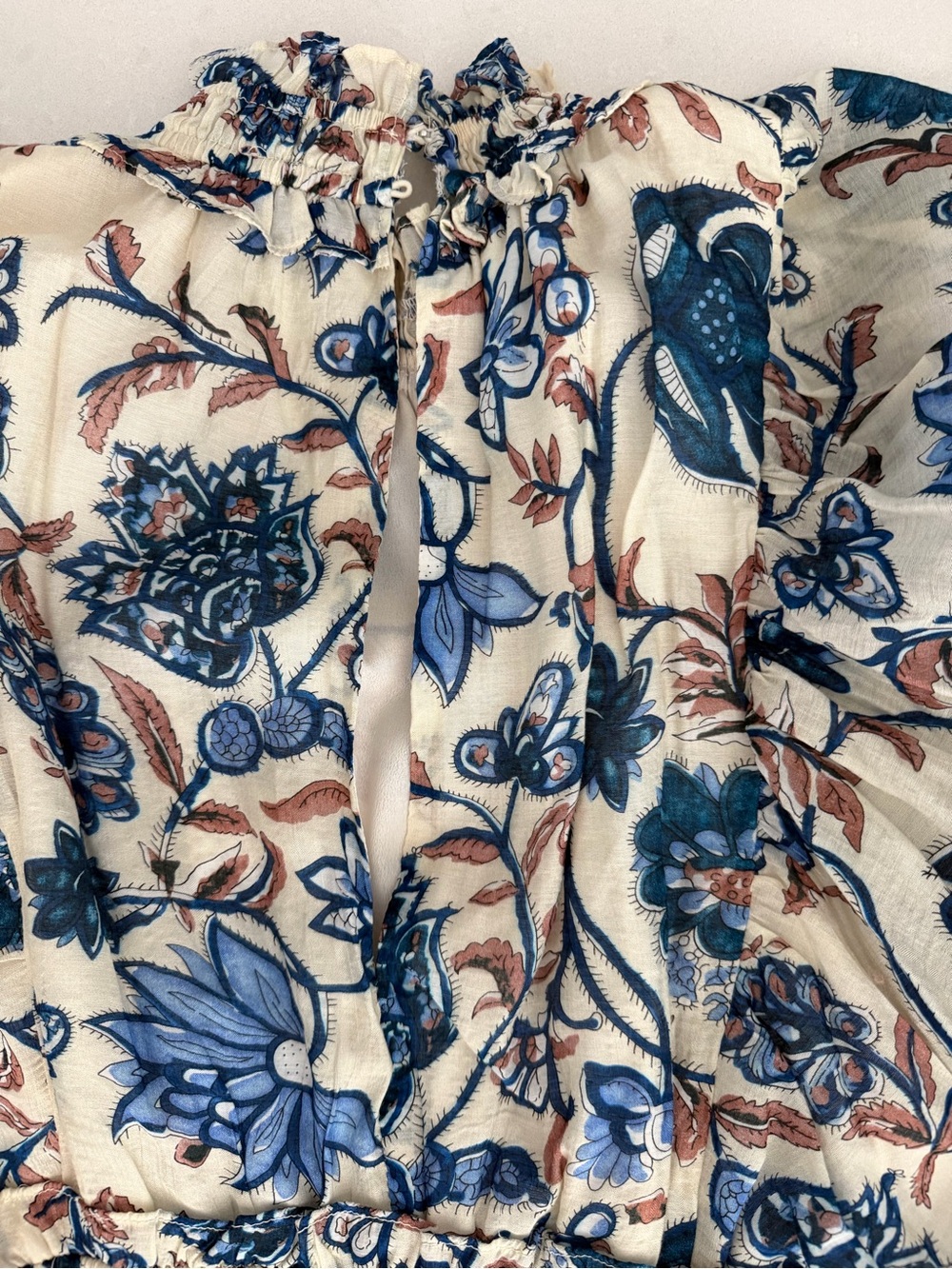 THML Boho Floral Tiered Maxi Dress in Blue and Cream - Picture 8 of 9
